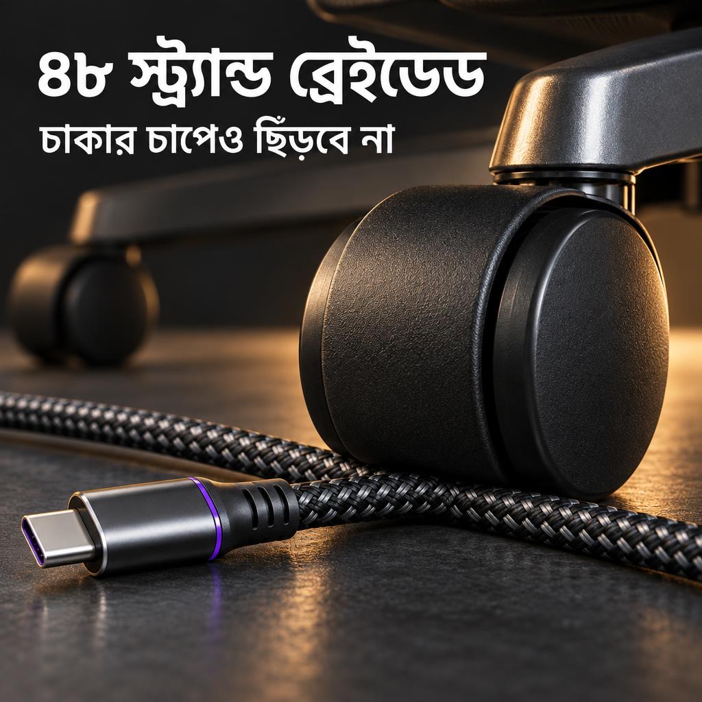 ভারী চাপেও অক্ষত ব্রেইডেড কেবলের তথ্যচিত্র